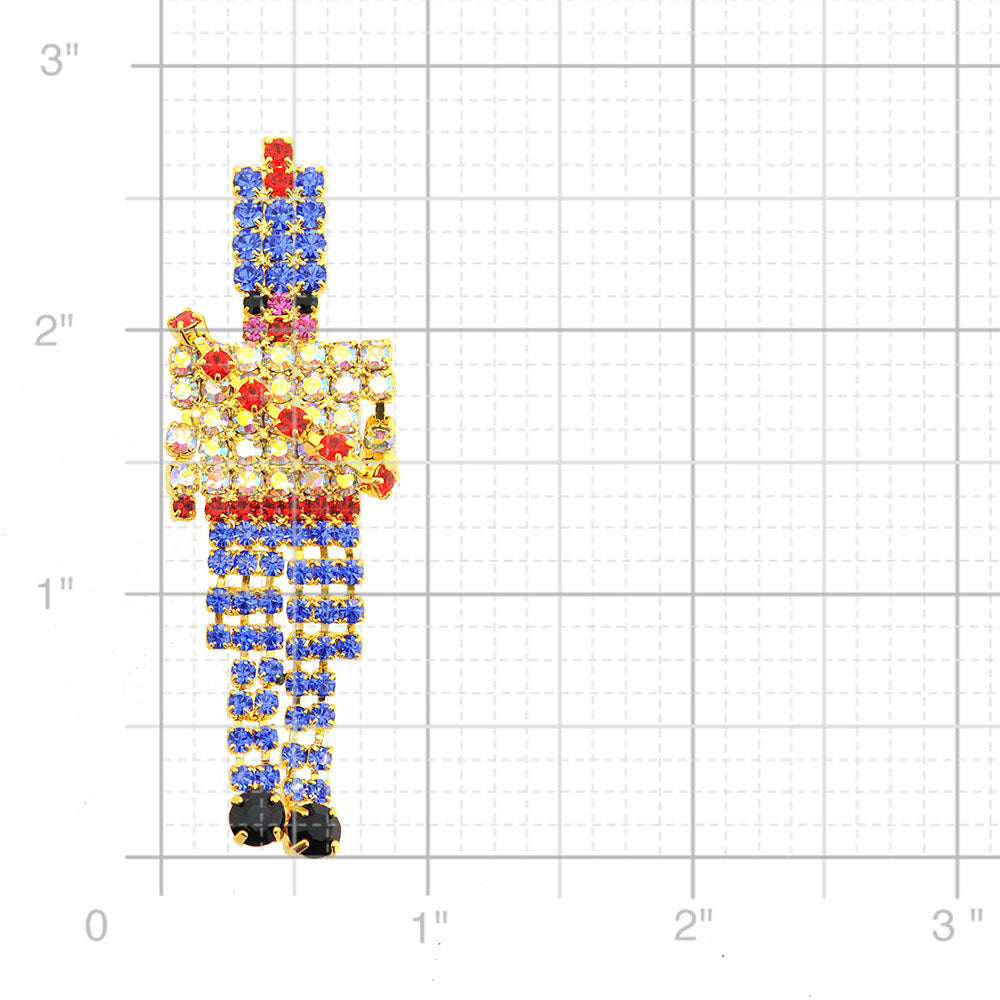 Gold Pixel Christmas Nutcracker Brooch Pin