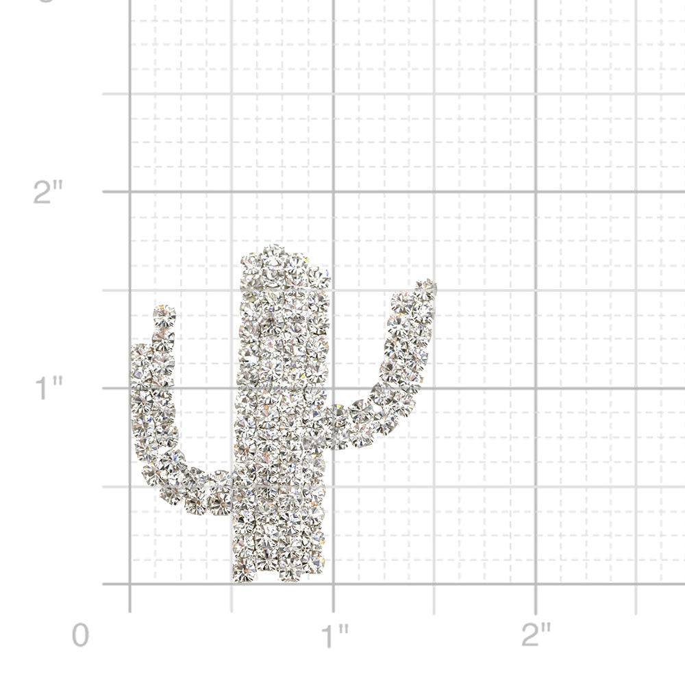Silver Pixel Cactus Brooch Pin