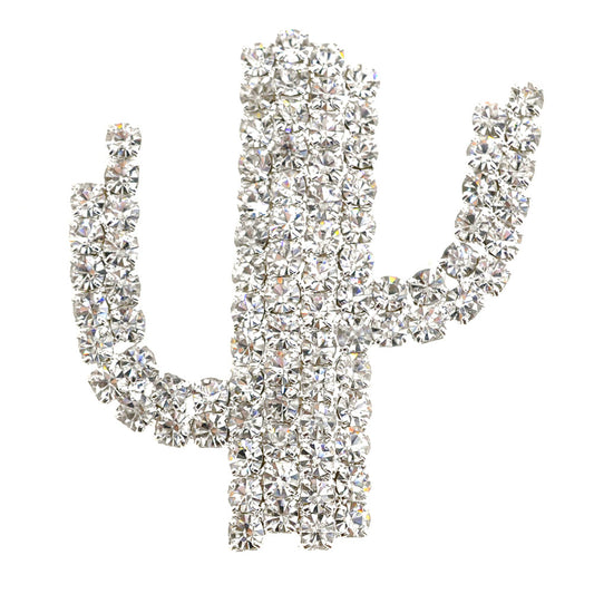 Silver Pixel Cactus Brooch Pin