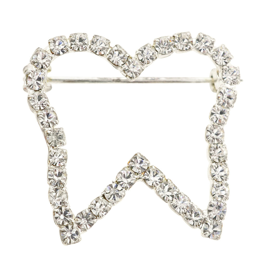 Silver Pixel Tooth Cutout Brooch Pin