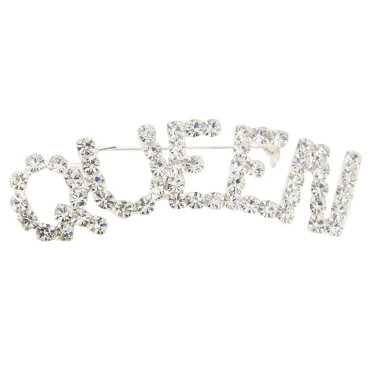 Silver Pixel QUEEN Brooch Pin