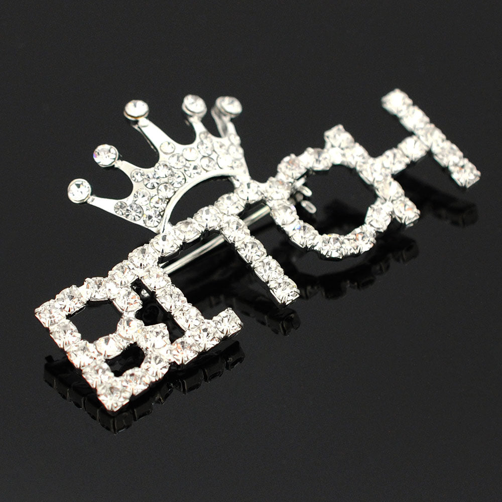 Silver Pixel Crown B!tch Brooch Pin
