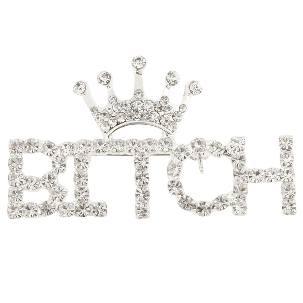 Silver Pixel Crown B!tch Brooch Pin