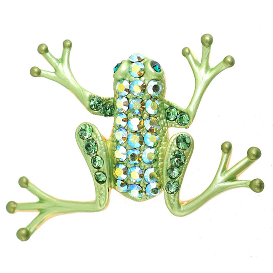 Green Frog Swarovski Crystal Pin Brooch