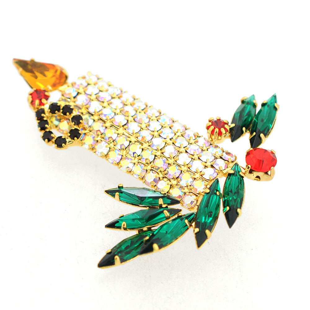 Yellow Flame Christmas Candle Brooch Pin