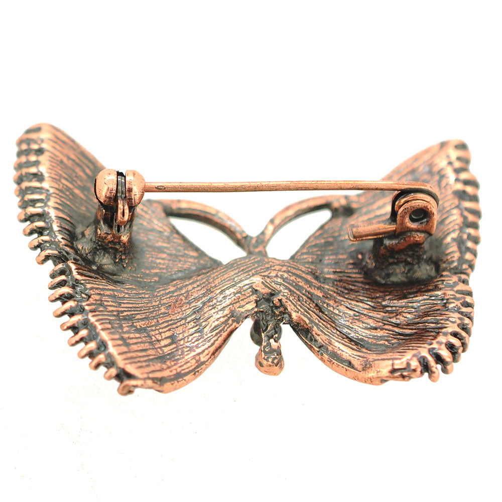 Copper Pink Marble Butterfly Brooch Pin