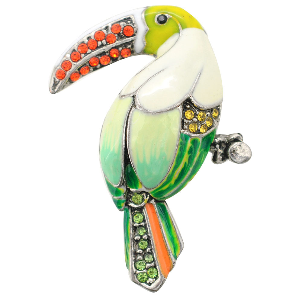 Tropical Green Parrot Brooch Pin