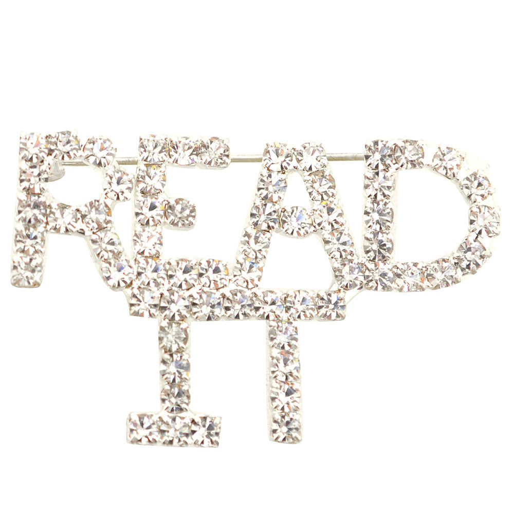 Silver Pixel READ IT Brooch Pin