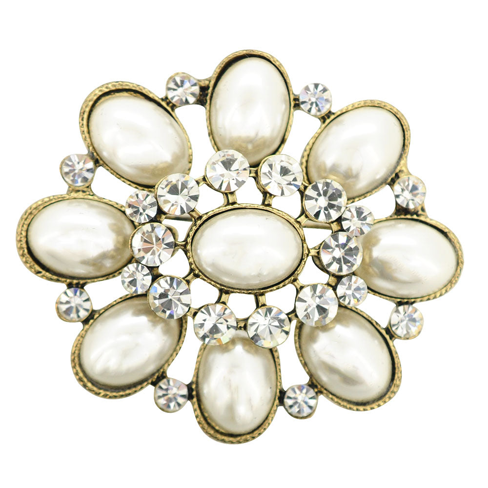 Gold Ivory Pearl Wedding Brooch Pin