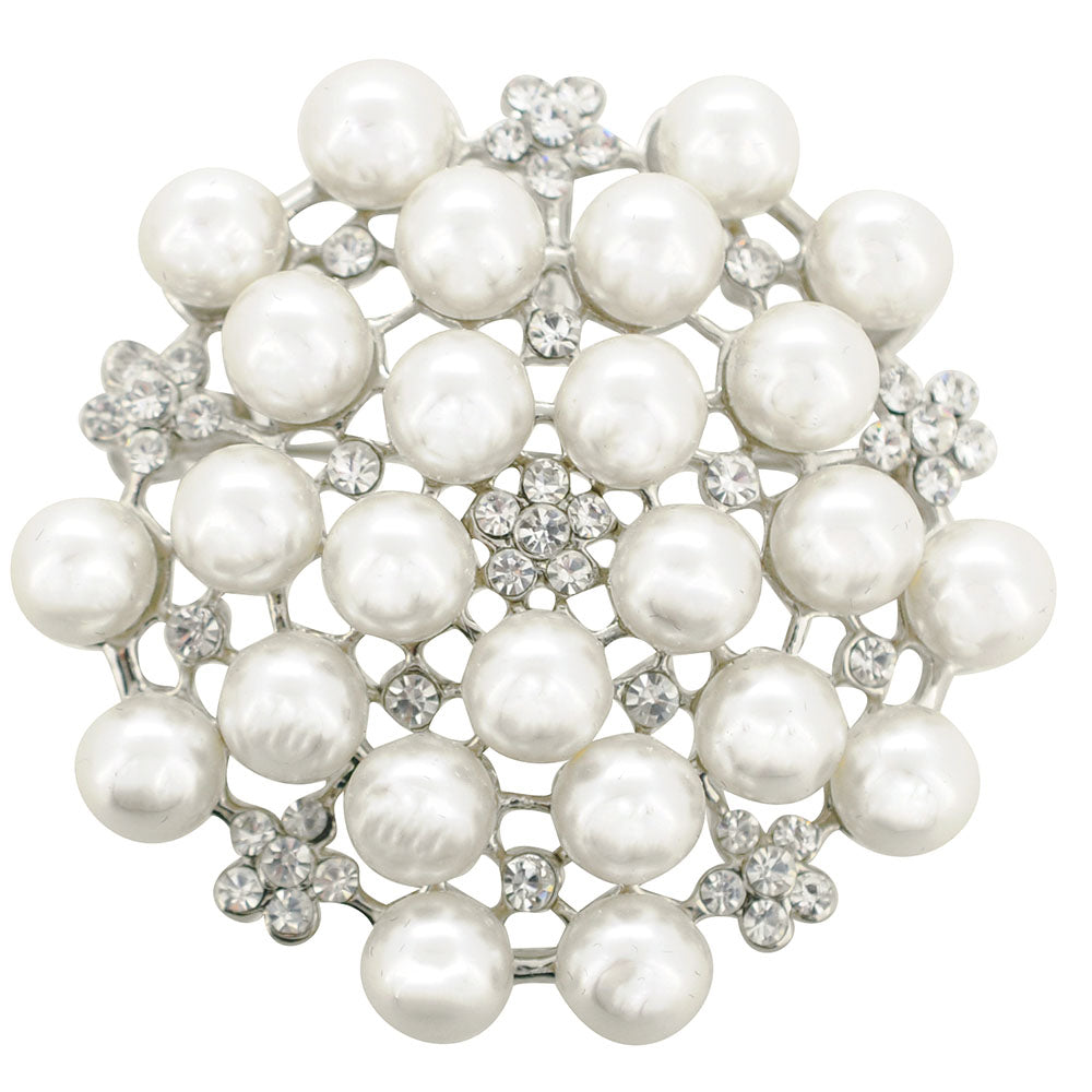 Small Ivory Pearl Flower Wedding Brooch Pin