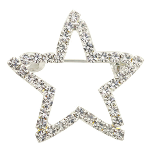 Silver Crystal Star Brooch Pin