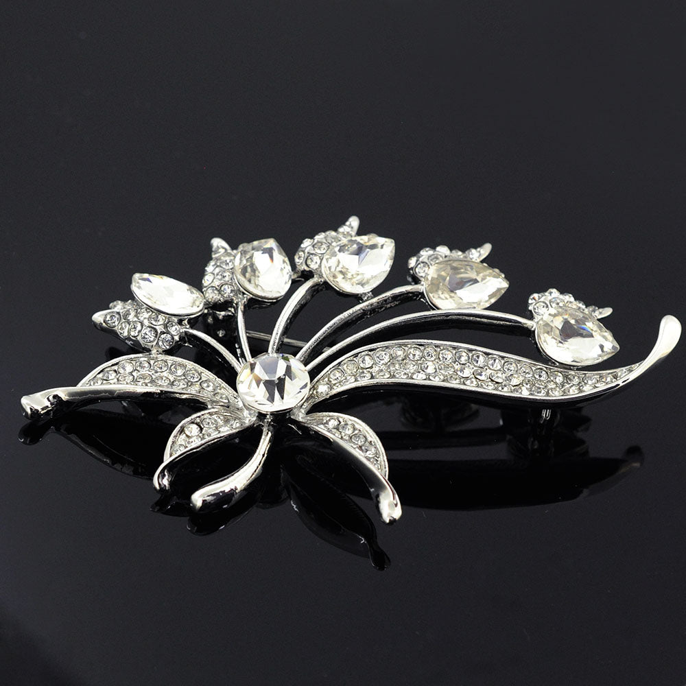 Silver Abstract Dandelion Flower Brooch Pin