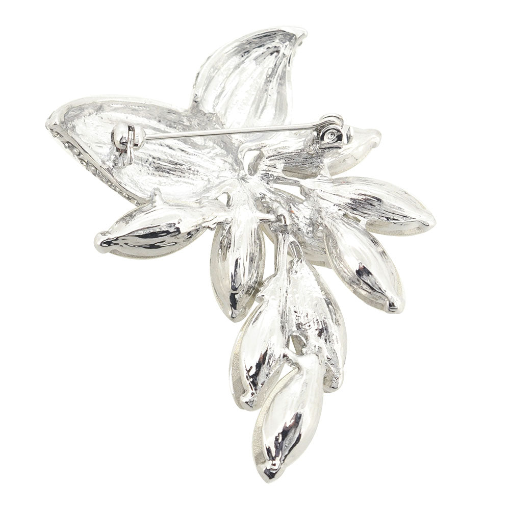 Silver Marquis Abstract Flower Brooch Pin
