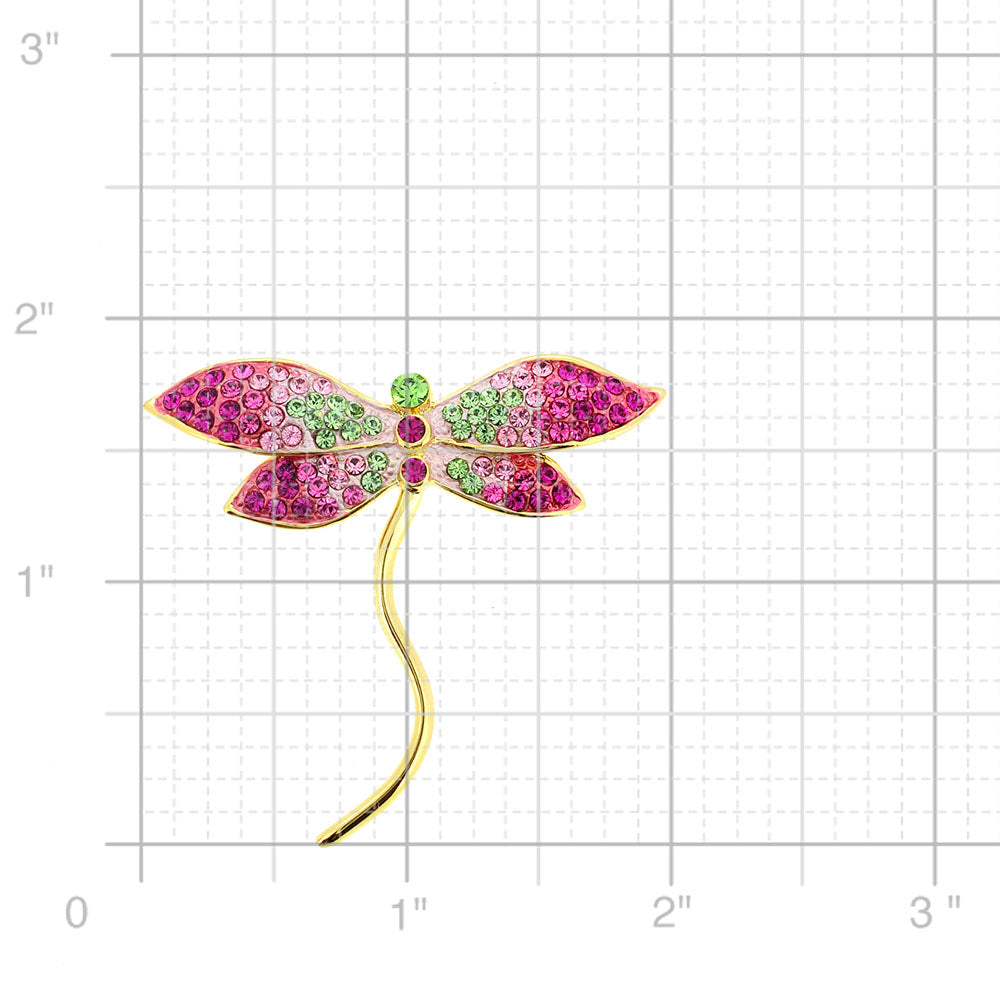 Multi Pink Dragonfly Swarovski Crystal Pin Brooch