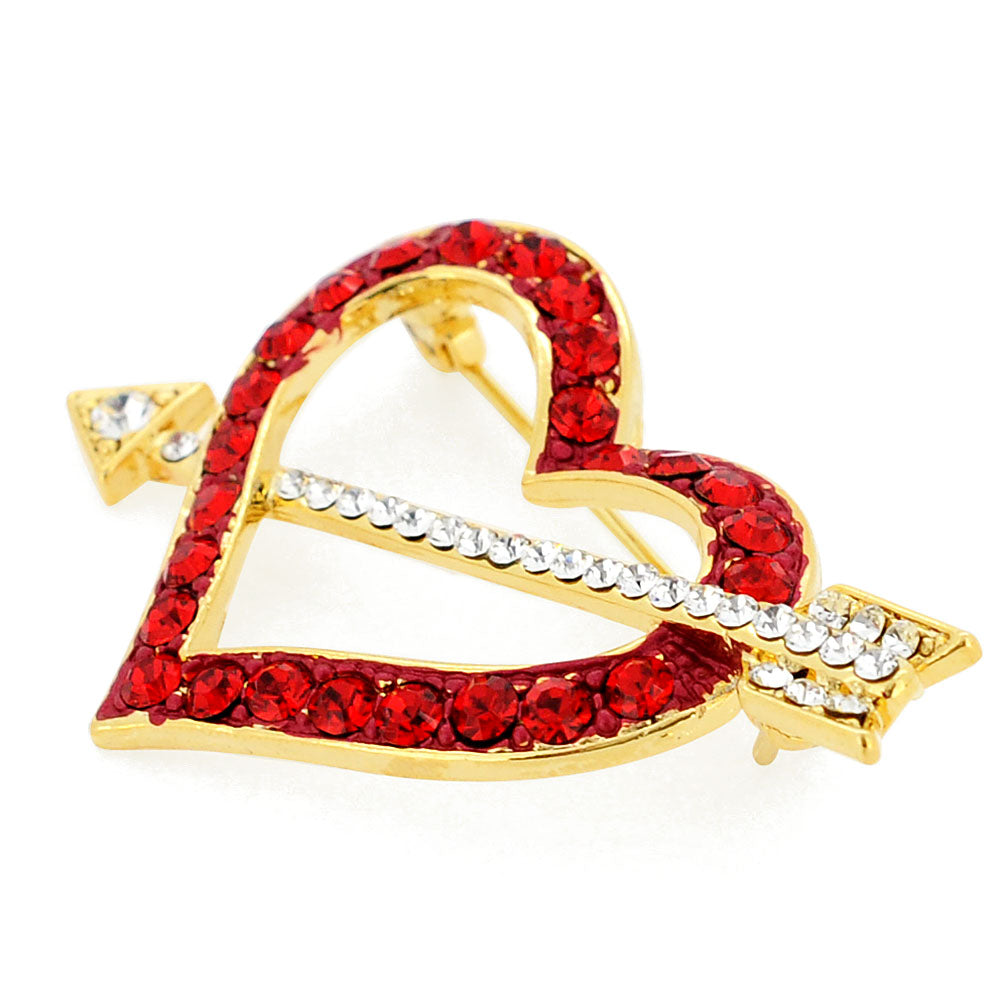 Red Heart Swarovski Crystal Pin Brooch