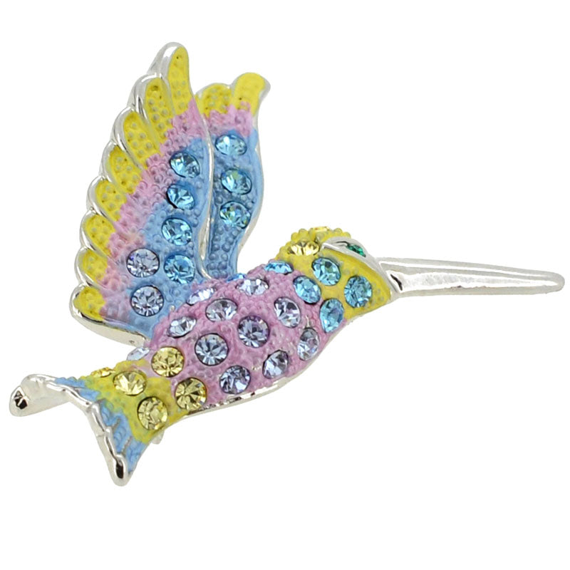 Violet Hummingbird Pin Swarovski Crystal Bird Pin Brooch