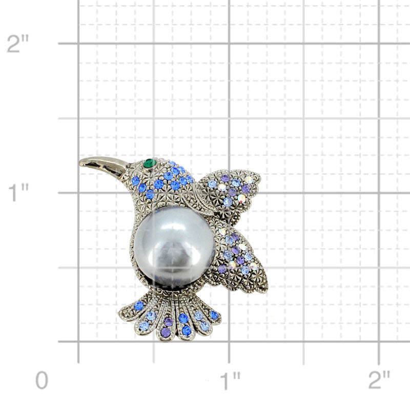 Black Hummingbird Swarovski Crystal Pin Brooch