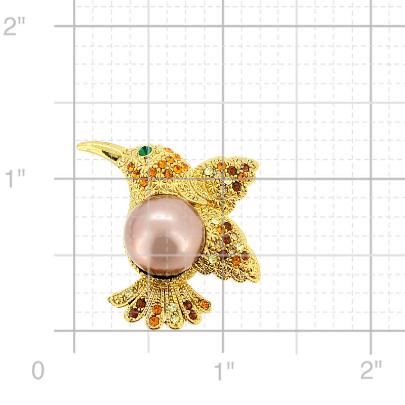 Golden Topaz Hummingbird Swarovski Crystal Pin Brooch
