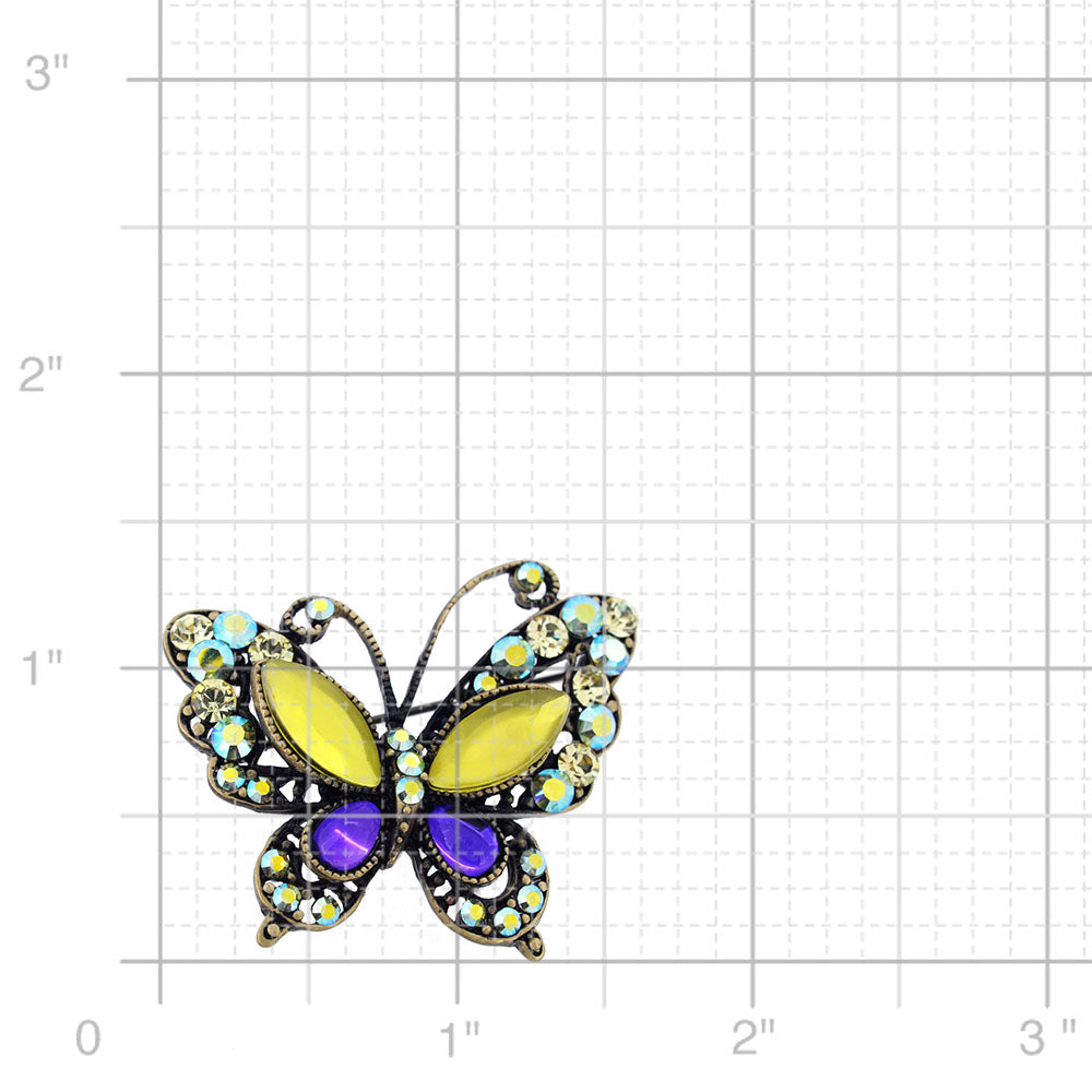 Multicolor Butterfly Swarovski Crystal Brooch Pin