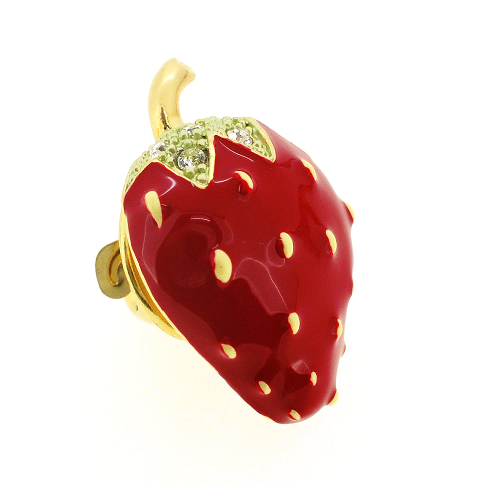Red Strawberry Swarovski Crystal Lapel Pin