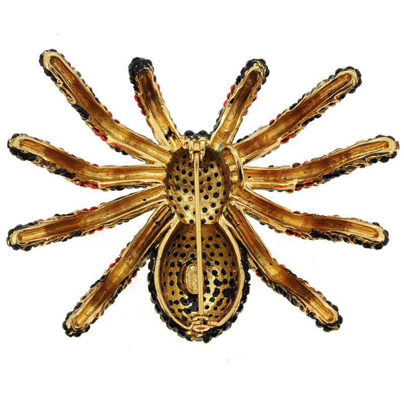 Large Black Spider Swarovski Crystal Shoulder Pin Brooch