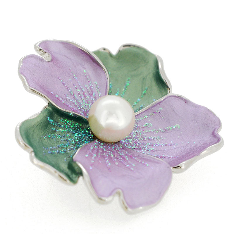 Purple and Green Pearl Flower Pin Brooch and Pendant