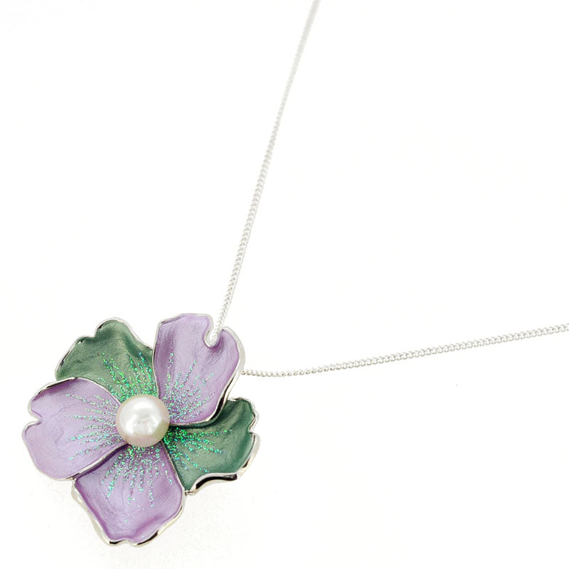 Purple and Green Pearl Flower Pin Brooch and Pendant