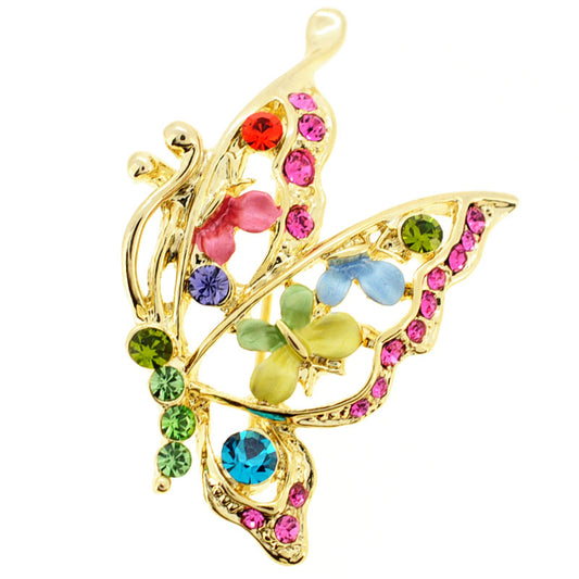 Multicolor Butterfly Crystal Pin Brooch