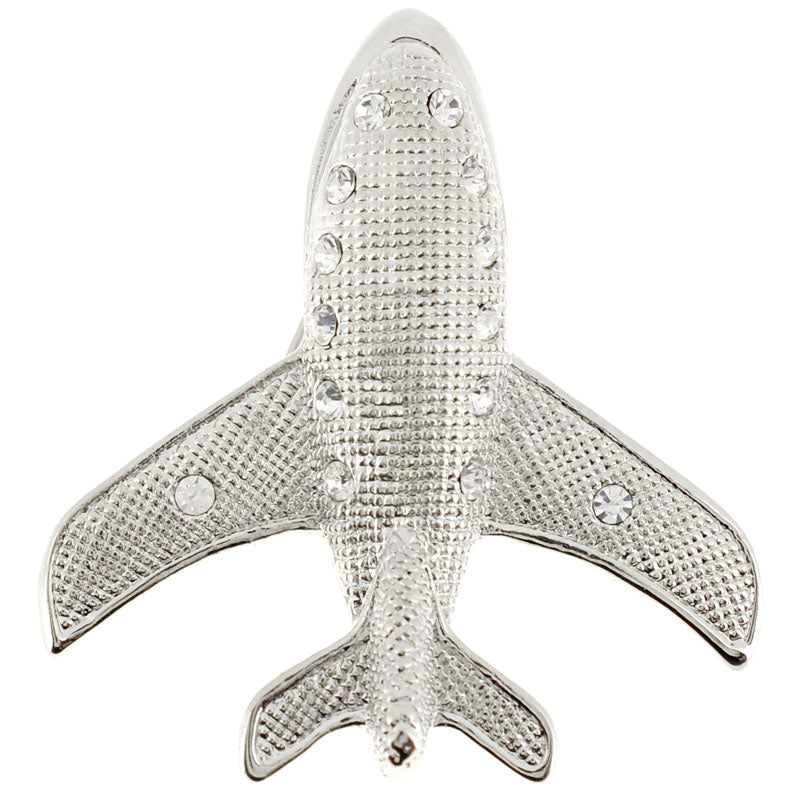 Silver Airplane Brooch Pin