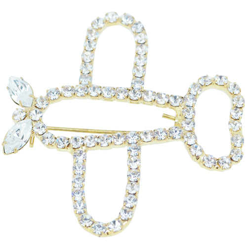 Golden Airplane Brooch Pin