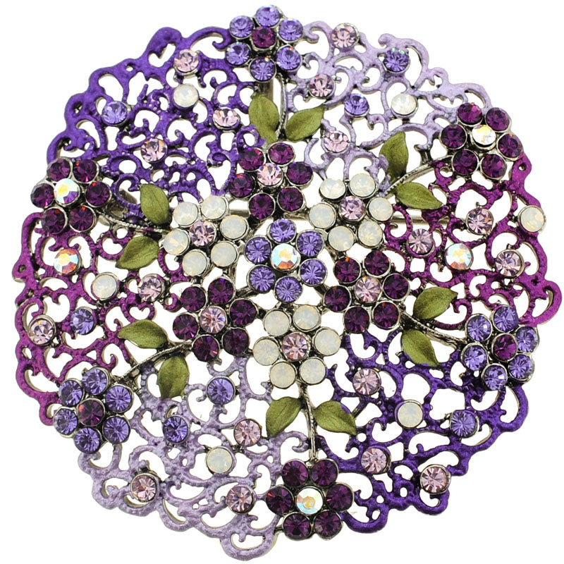 Amethyst Purple Flower Bridal Wedding Pin Swarovski Crystal Pin Brooch and Pendant