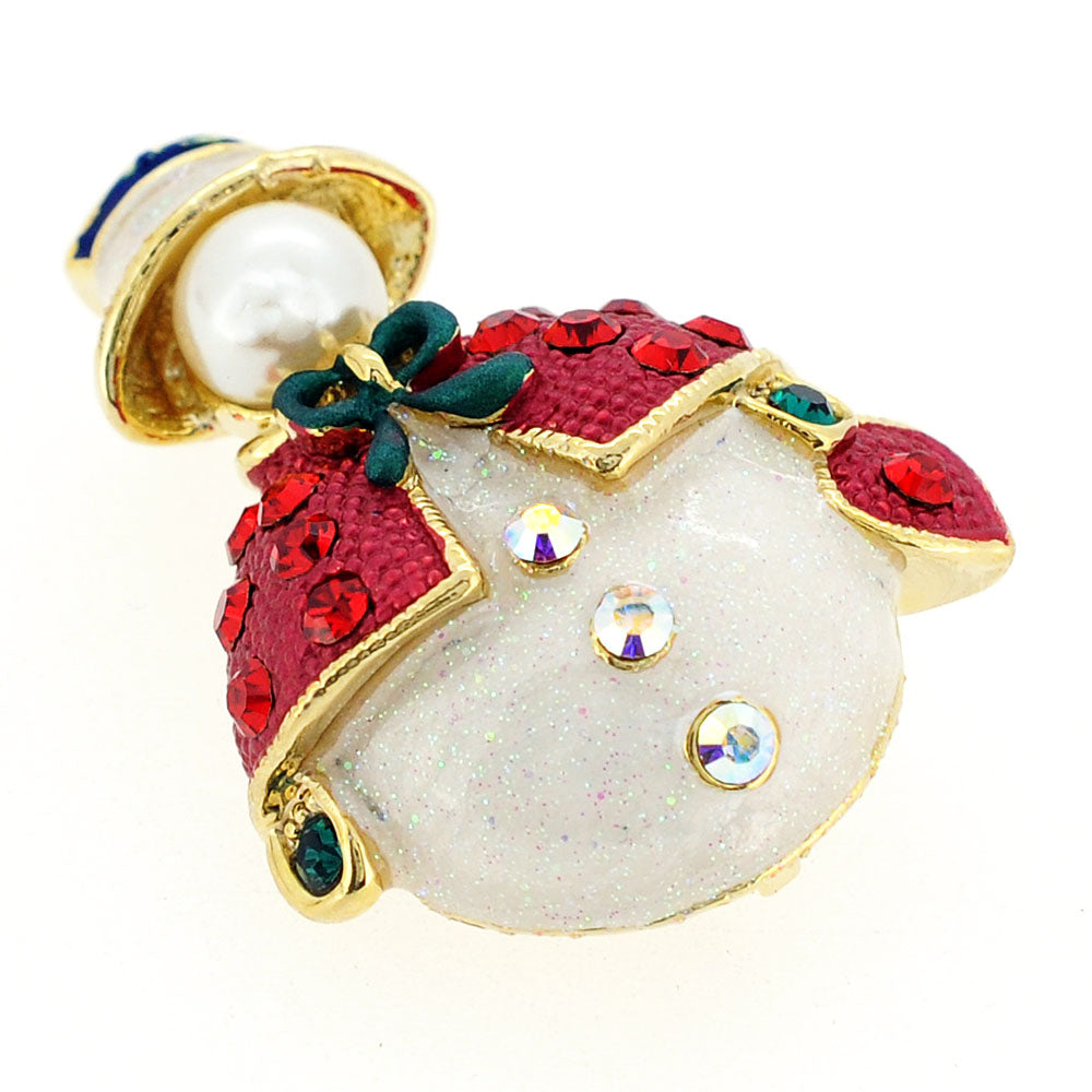 Christmas Snowman Swarovski Crystal Pin Brooch