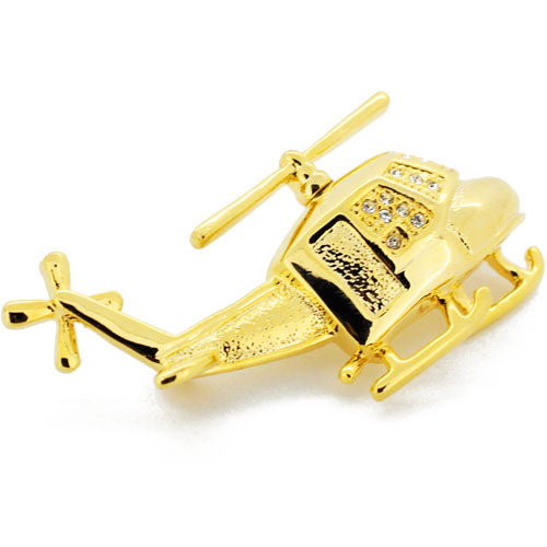 Golden Crystal Helicopter Swarovski Crystal Pin Brooch