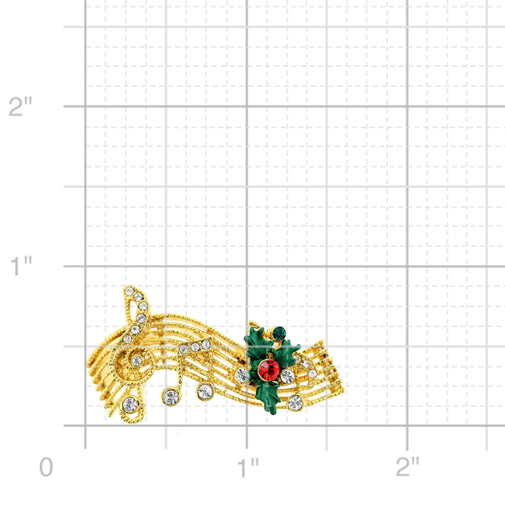 Christmas Music Note Swarovski Crystal Pin Brooch