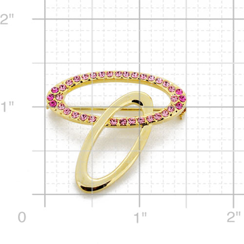Golden Pink Oval Swarovski Crystal Pin Brooch