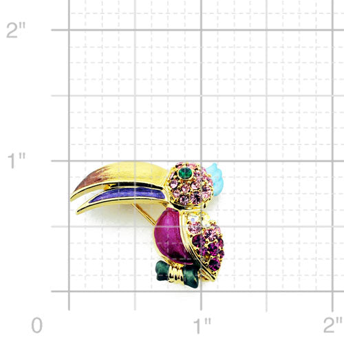 Multicolor Toucan Pin With Swarovski Crystal Pin Brooch