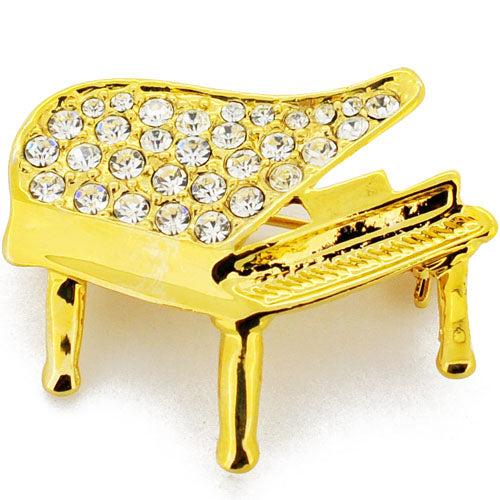 Golden Piano Swarovski Crystal Pin Brooch