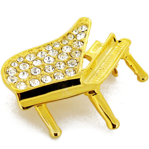 Golden Piano Swarovski Crystal Pin Brooch