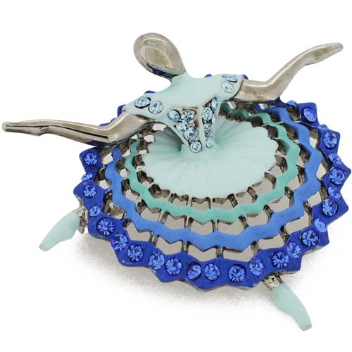 Blue Dress Ballet Girl Swarovski Crystal Pin Brooch