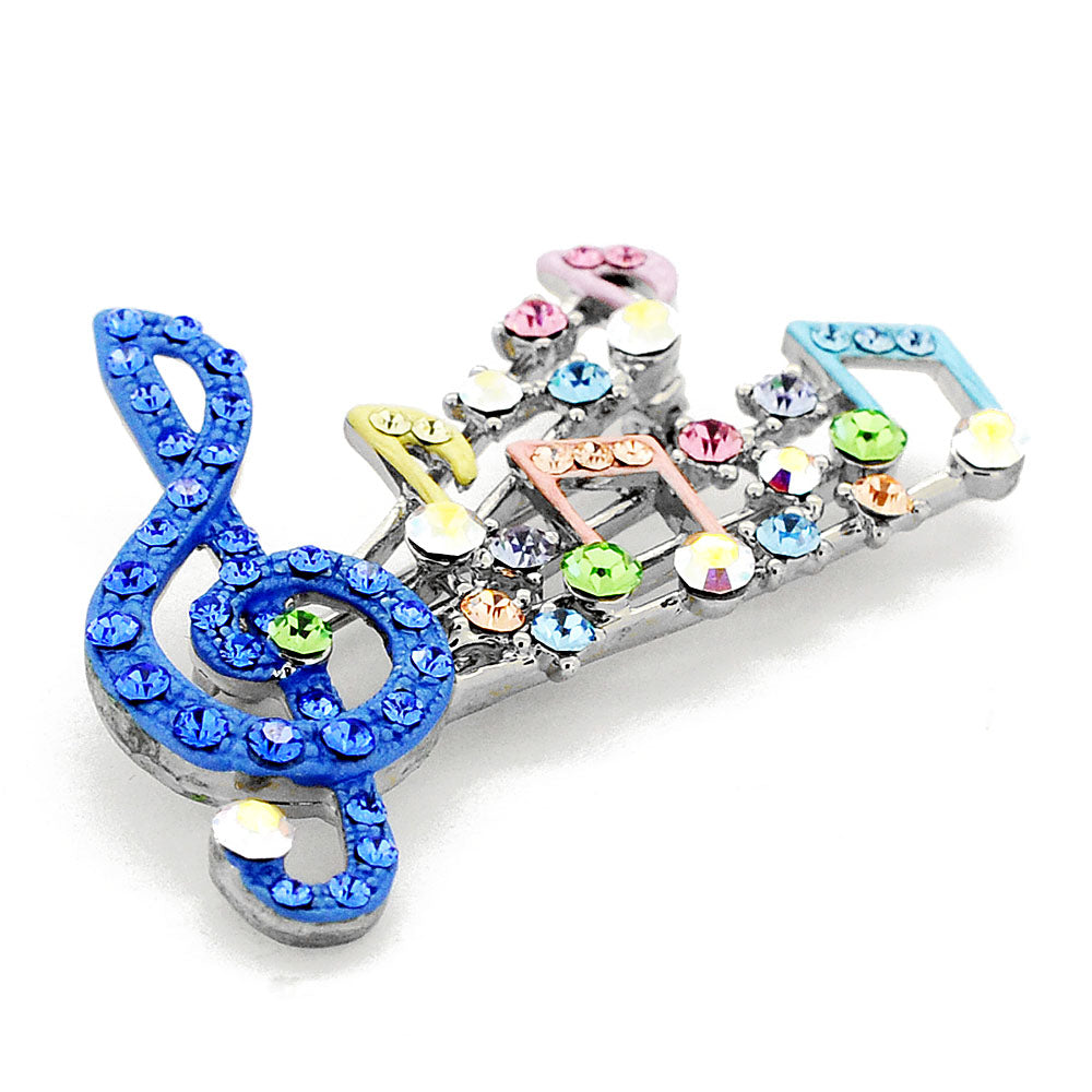 Multicolor Music Note Swarovski Crystal Pin Brooch