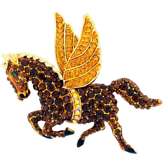 Topaz Flying Horse Pegasus Swarovski Crystal Brooch Pin