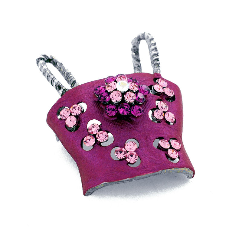 Fuchsia Pink Women Tube Top Swarovski Crystal Brooch Pin