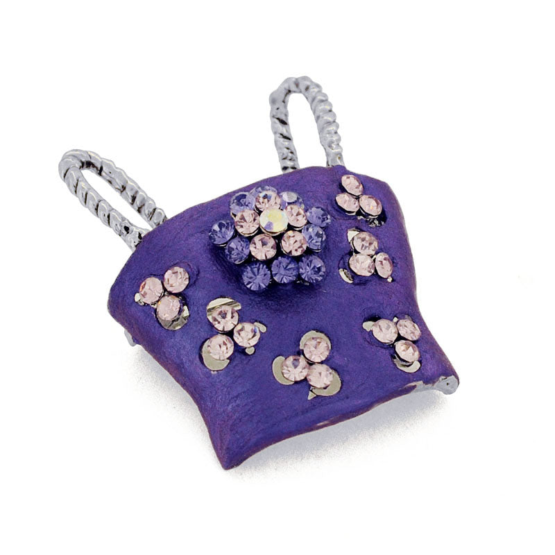 Amethyst Purple Women Tube Top Swarovski Crystal Brooch Pin