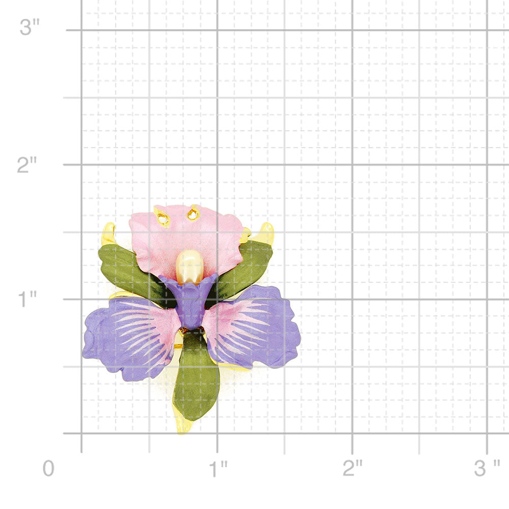 Violet And Pink Orchid Swarovski Crystal Flower Pin Brooch