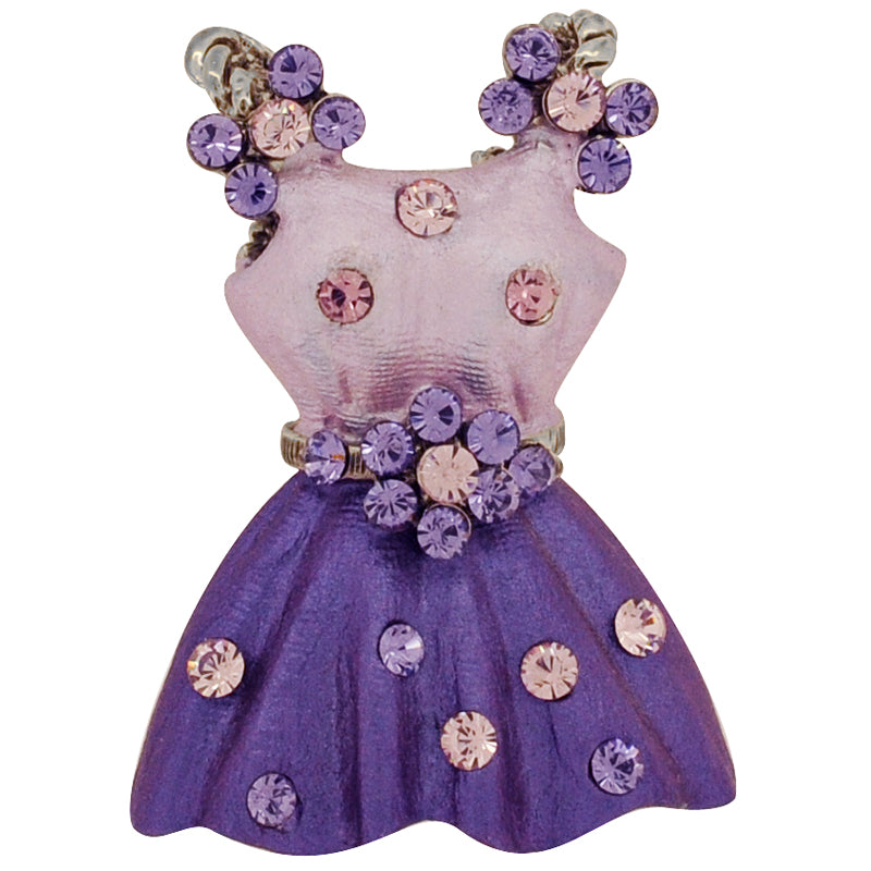 Purple Dress With Flower Belt Swarovski Crystal Brooch Pin