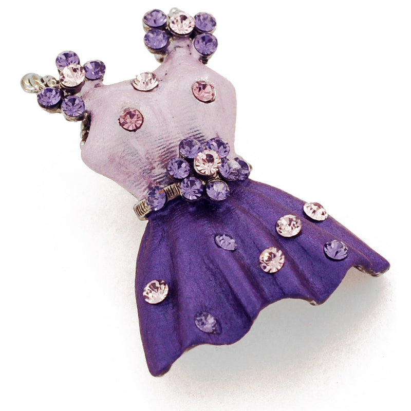 Purple Dress With Flower Belt Swarovski Crystal Brooch Pin