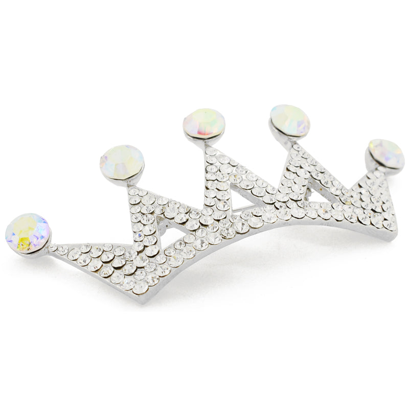 Chrome Crown Pin Swarovski Crystal Brooch Pin