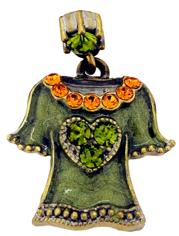 Green T-shirt Top Swarovski Crystal Tack Pin