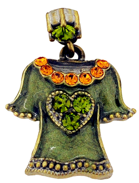 Green T-shirt Top Swarovski Crystal Tack Pin