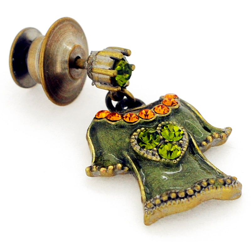 Green T-shirt Top Swarovski Crystal Tack Pin
